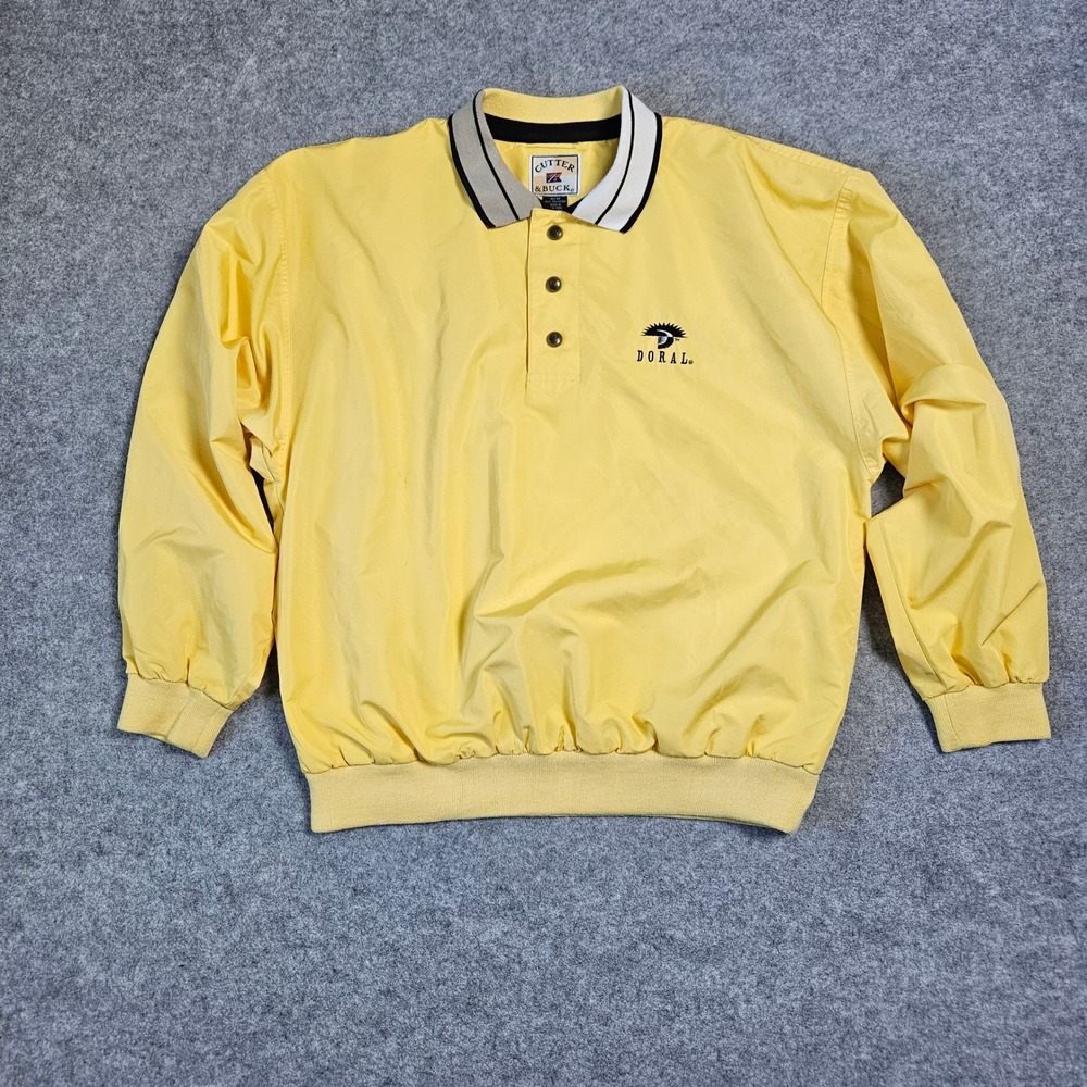 Cutter & Buck Mens Yellow Doral Golf Windbreaker Pullover Jacket Size Medium